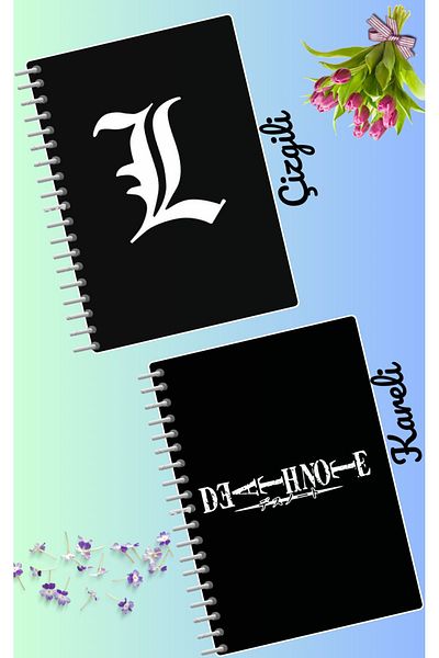 animeandyourworld Death note light yagami notebook set 2 pcs A4 size 21*30 lined + checked 60 syf