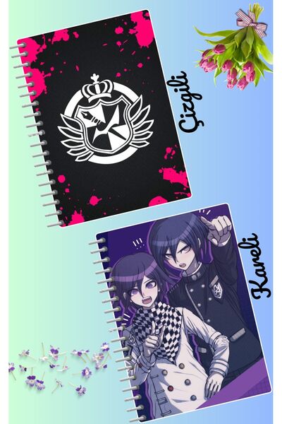 animeandyourworld Danganronpa defter seti 2 adet A4 boyutu 21*30 çizgili + ka...