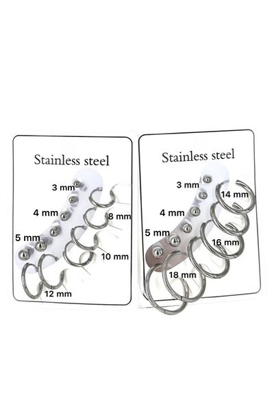 MAZEN Surgical Steel 3 Pairs Hoop 3 Pairs Balls Earrings (12MM, 14MM, 16MM)