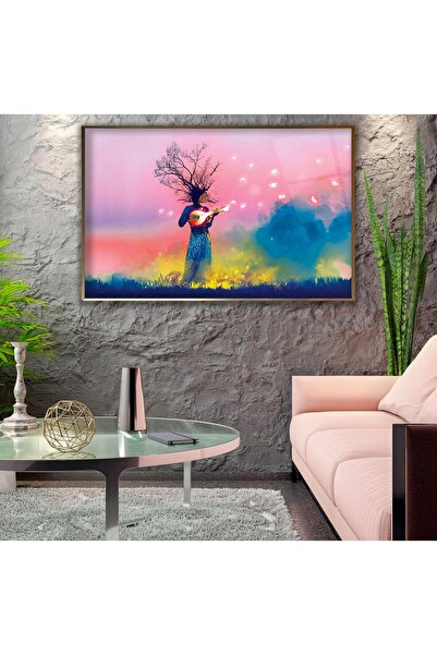 EMYA HOME Tablou din sticlă pentru femeie arbore cu cadru metalic