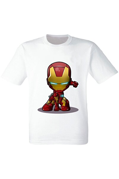 YUNAYT Λευκό μπλουζάκι με στάμπα Iron Man