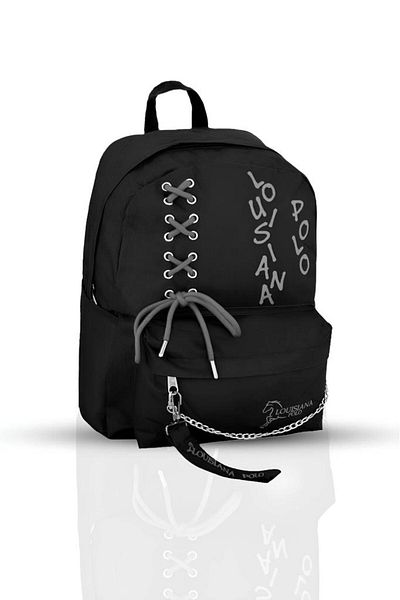 louisiana polo Geantă neagră afumată pentru școală cu compartiment pentru laptop - 1141