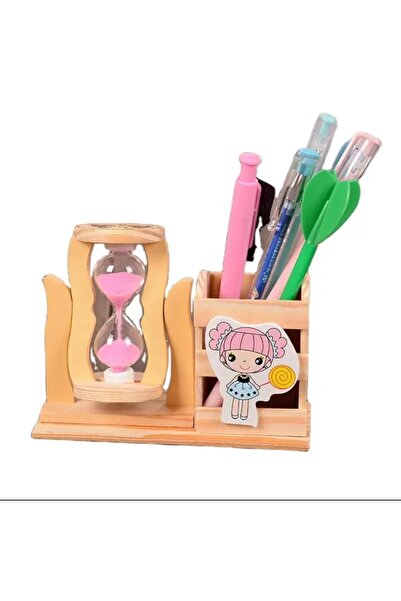 Sarego حامل قلم صغير مصنوع يدويًا من الخشب الساعة الرملية الحلو لطيف المنزل ا...