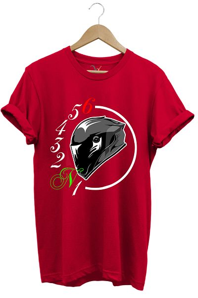 WİDİ Motorcyclist Motorcycle Gear Shifts and Helmet Design 1N23456 100% Cotton Regular Fit Red T-Shirt