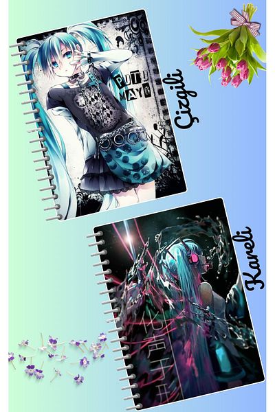 animeandyourworld Hatsune miku notebook set 2 pcs A4 size 21*30 lined + checked 60 syf
