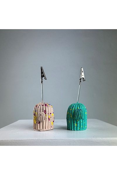oasis decoration Mint Ice Green Cactus Splash 2 Pieces Note Holder Set
