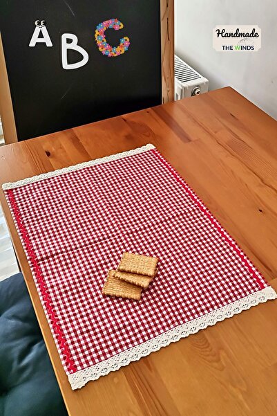 THE WINDS School Lunch Napkin - Washable Fabric, Red, Cloth, Wrapped