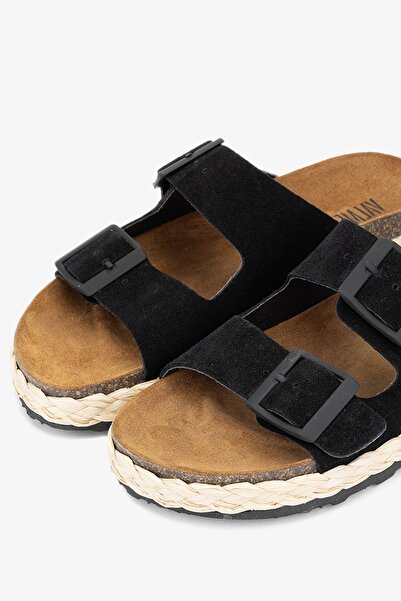 Valmenti Papuci de damă Simba din piele naturală neagră