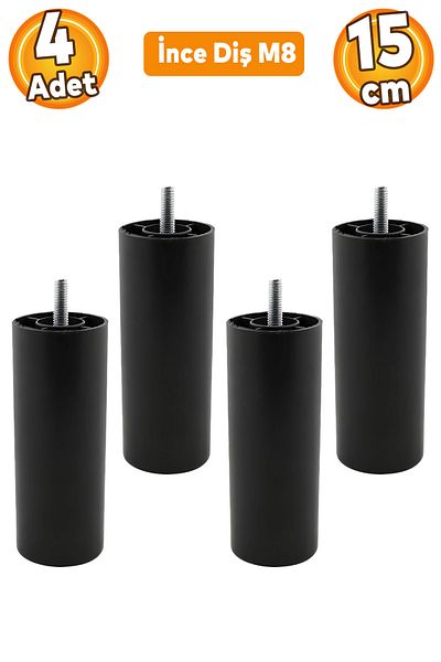 Badem10 Mobilier Canapea Fotoliu Baza Upgrade M8 Șuruburi Dinți Fini Suport Picior Picioare Negru 15cm 4Buc