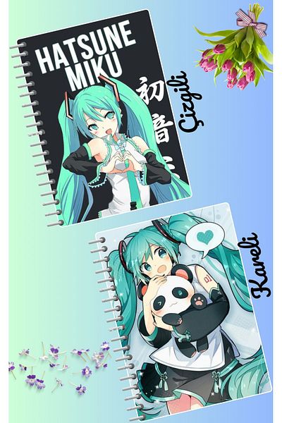 animeandyourworld Hatsune miku notebook set 2 pcs A4 size 21*30 lined + checked 60 syf