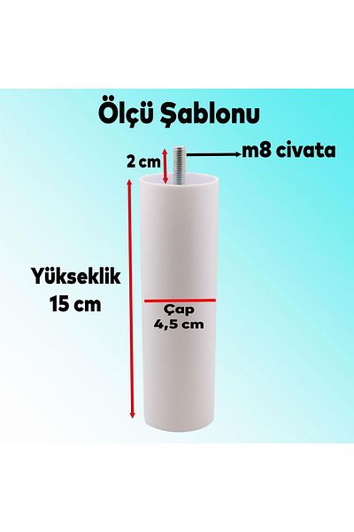 Badem10 Mobilier Canapea Fotoliu Baza Upgrade M8 Șuruburi Dinți Fini Suport Picior Picioare Alb 15cm 4buc