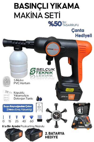STANVOLT Basınçlı Oto Araba Bahçe Yıkama Makinesi Akülü Kovadan Su çekme
