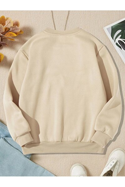 LePold Γυναικεία φούτερ με στάμπα με πεταλούδα σε μπεζ μπλε πεταλούδα