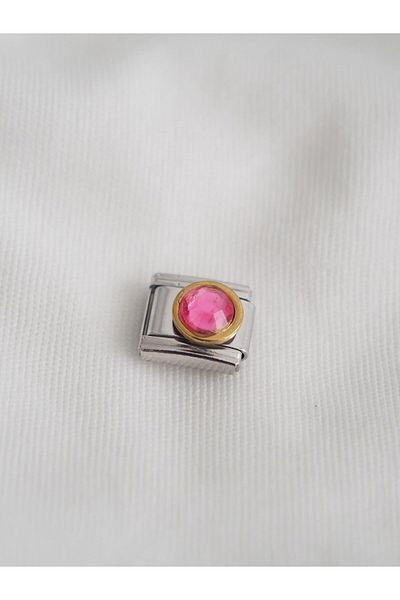 Planet Butik ITalian Charm - Pink Round Stone