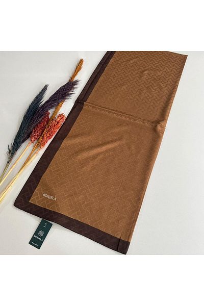Levidor Bonjela Monogram Shawl - Caramel & Dark Brown JZ0315