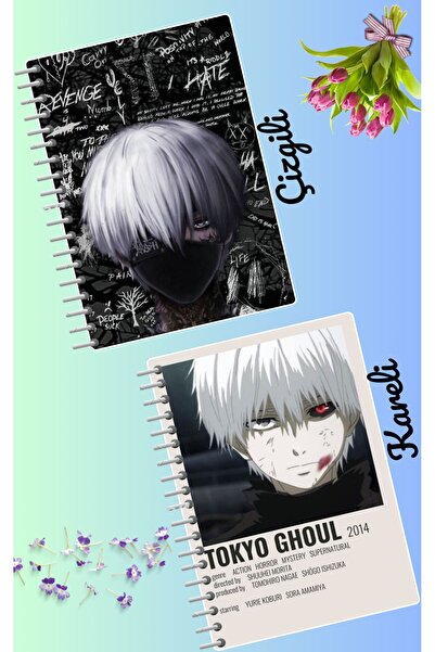animeandyourworld Tokyo ghoul defter seti 2 adet A4 boyutu 21*30 çizgili + ka...