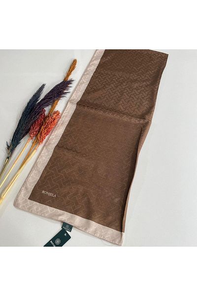 Levidor Bonjela Monogram Patterned Brown-cream Shawl JZ0312
