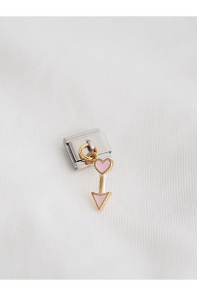Planet Butik Italian Charm - Dangle Heart Arrow