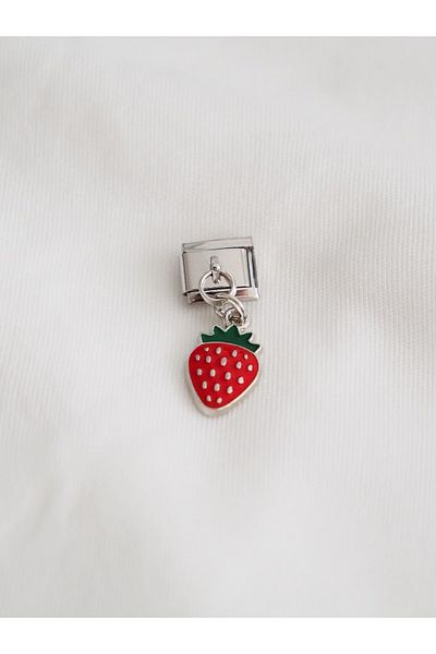 Planet Butik Italian Strawberry Patterned Dangle Charm