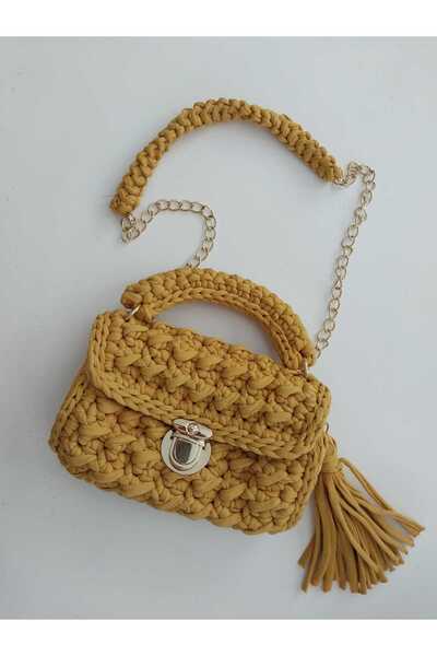 KRİSTAL ÖRGÜM Şık El Örgüsü Çanta