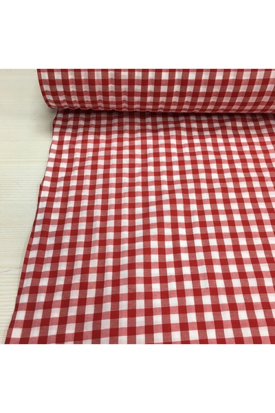 Renk Tekstil Kırmızı Zefir Metrelik Pötikare Kesim Kumaş