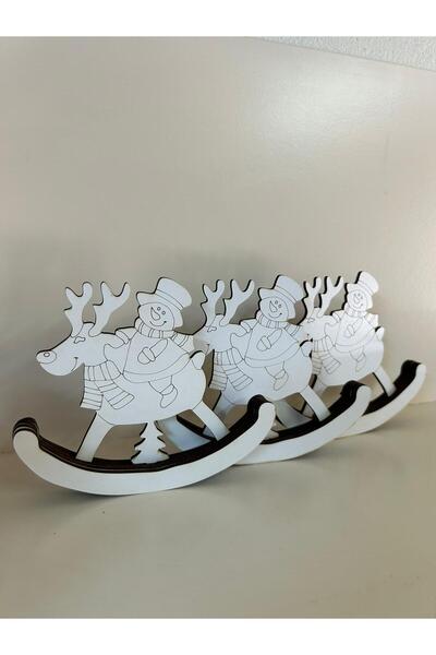 Elfora Christmas Deer Santa Claus Wooden Ornament Deer Ornament Christmas Tree Table Ornament 13 cm 1 Piece