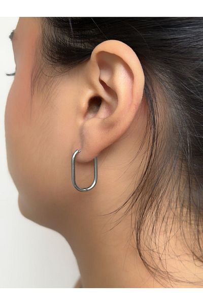axexuar 316L SiLver GraY CoLor - ReaL SteeL Heart Oval Star motif SurgicaL Earrings