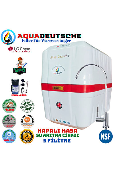AQUA DEUTSCHE PREMIUM BEYAZ-KIRMIZI 8 LT POMPALI ÜCRETSİZ MONTAJ GÜMÜŞ İYON T...