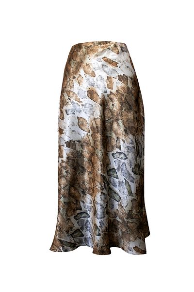 Mita Concept Crocodile Patterned Elastic Satin Skirt