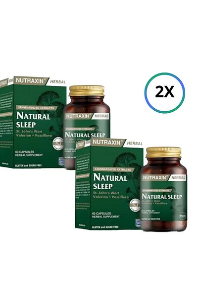 Nutraxin Natural Sleep 60 Capsules - x2, 100ml Facial Cleansing Gel Containing St. John's Wort, Valerian and Passiflora