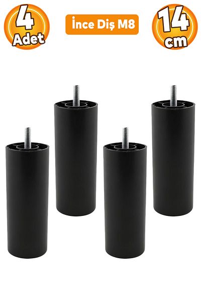 Badem10 Mobilier Canapea Fotoliu Baza Upgrade M8 Șuruburi Dinți Fini Suport Picior Picioare Negru 14cm 4Buc