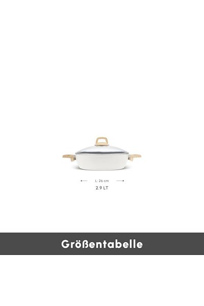 Karaca Swiss Crystal Flacher Kochtopf, 26 cm, cremig
