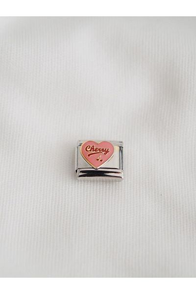 Planet Butik Italian Charm - Pink Heart Cherry