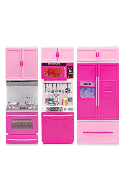 scntoys My Happy Kitchen Modern 3'lü Mutfak Seti Eğitici Oyuncak Evcilik Seti  Oyuncak Buzdolabı Fırın