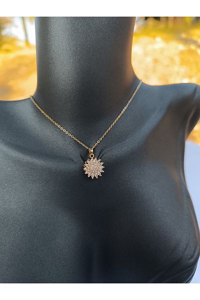 R SHOP Lotus Flower Stress Necklace Stainless Steel Necklace