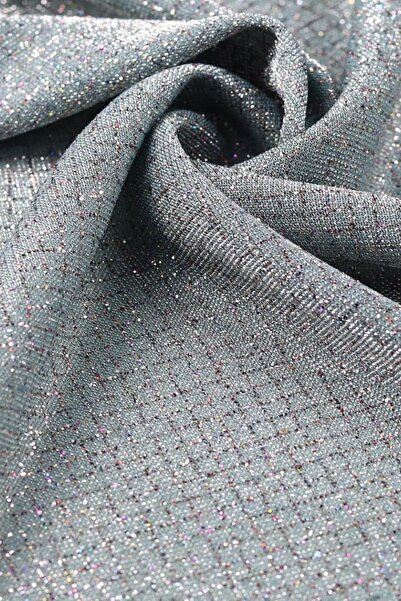 Kumaş Deposu Brayt Baklava Desenli Simli Mint Yeşili Örme Kumaş