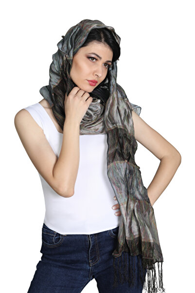 Mystic Antrasit Saten İpek Şal