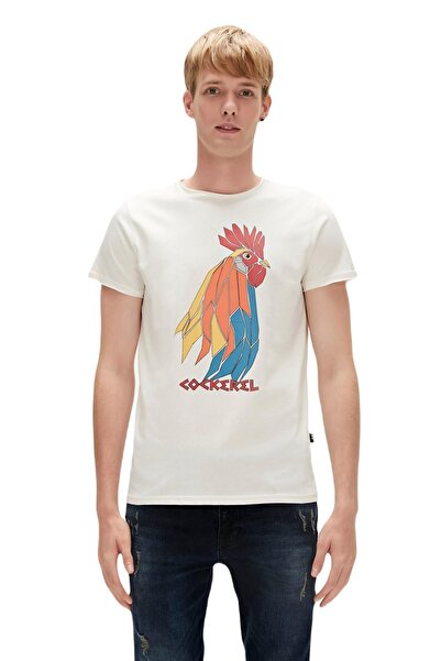 Bad Bear Cockerel T-shirt Off-white White Printed Men's T-Shirt