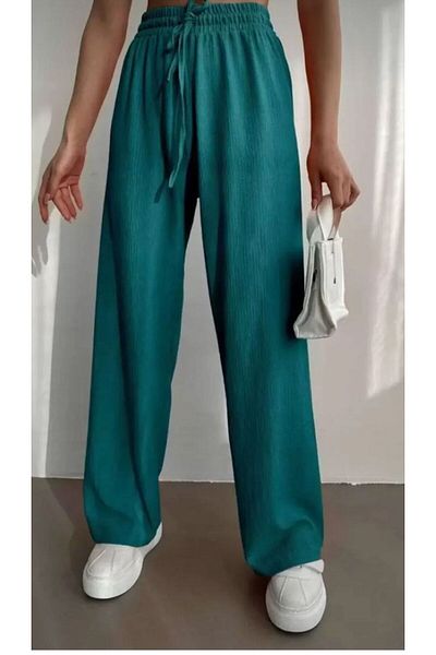 AKAL Seersucker Fabric Wide Leg Pants