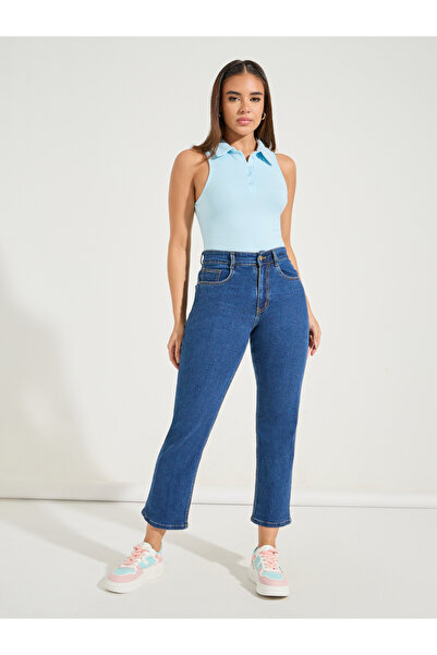 Styli Basic Mom Fit Cropped Jeans