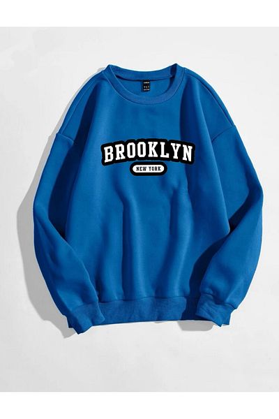 FAVORİST Унисекс суитшърт с кръгло деколте и щампа Brooklyn New York