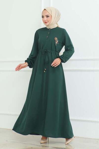 MG Φόρεμα με κορδόνια σε σμαραγδένιο πράσινο χρώμα