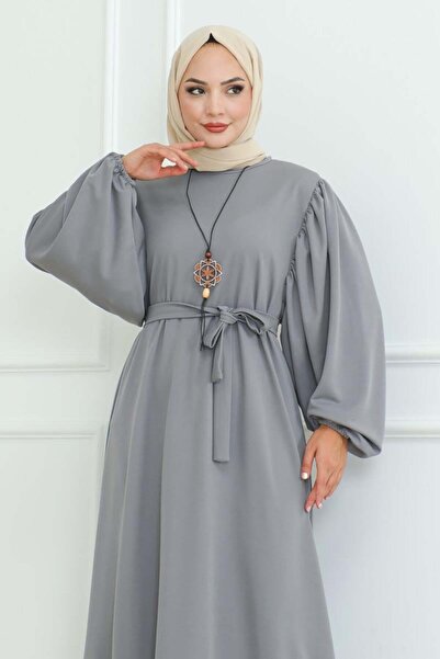 Genel Markalar Liva Tesettür Elbise  GRİ