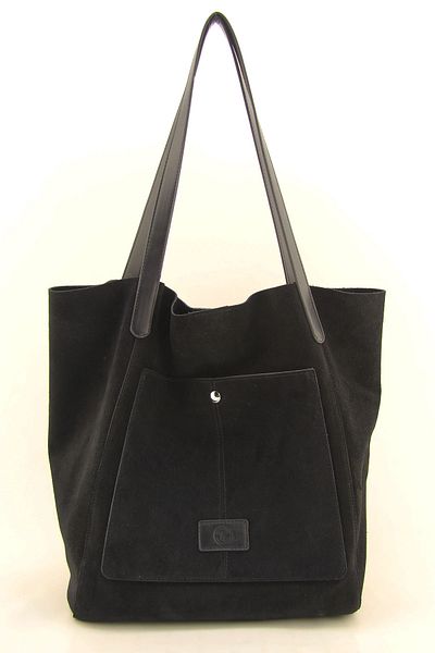 HNB Black Suede Leather Hobo - Large Shoulder Bag