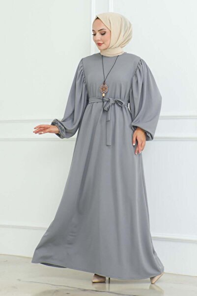 Genel Markalar Liva Tesettür Elbise  GRİ