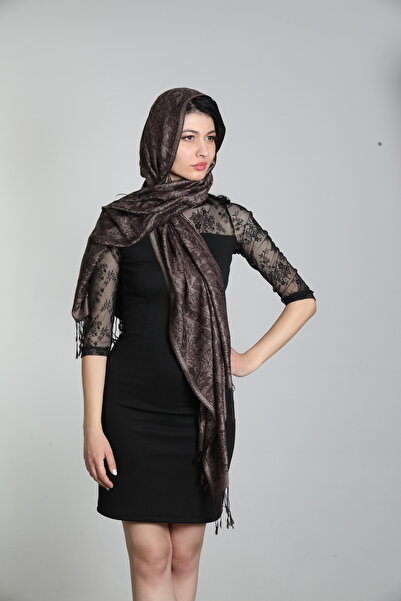 Mystic Koyu Kahve %100 İpek Çift Taraflı Şal