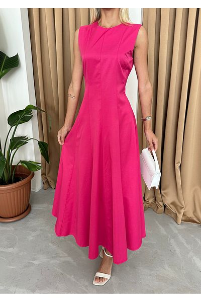Laluvia Rochie lungă fucsia - fără mâneci și model prințesă