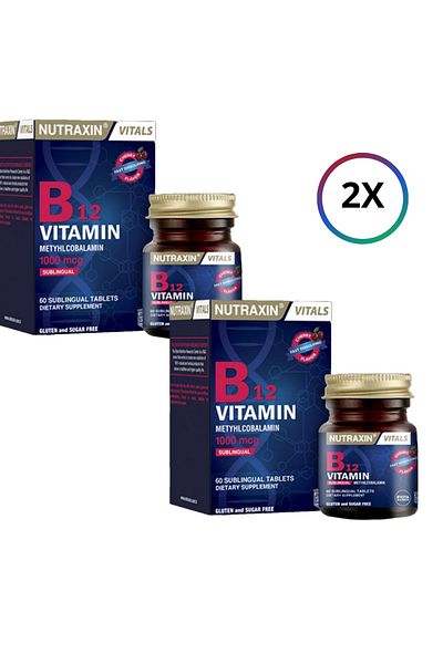 Nutraxin Vitamin B12 and Food Set - 60 Tablets (X2), 1X100ML Facial CleansinG Gel.) Set1435