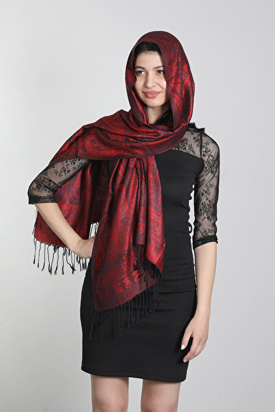 Mystic Bordo %100 İpek Çift Taraflı Şal