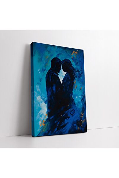 KOSS Dijital Tablou abstract pe pânză cu cuplu romantic albastru
